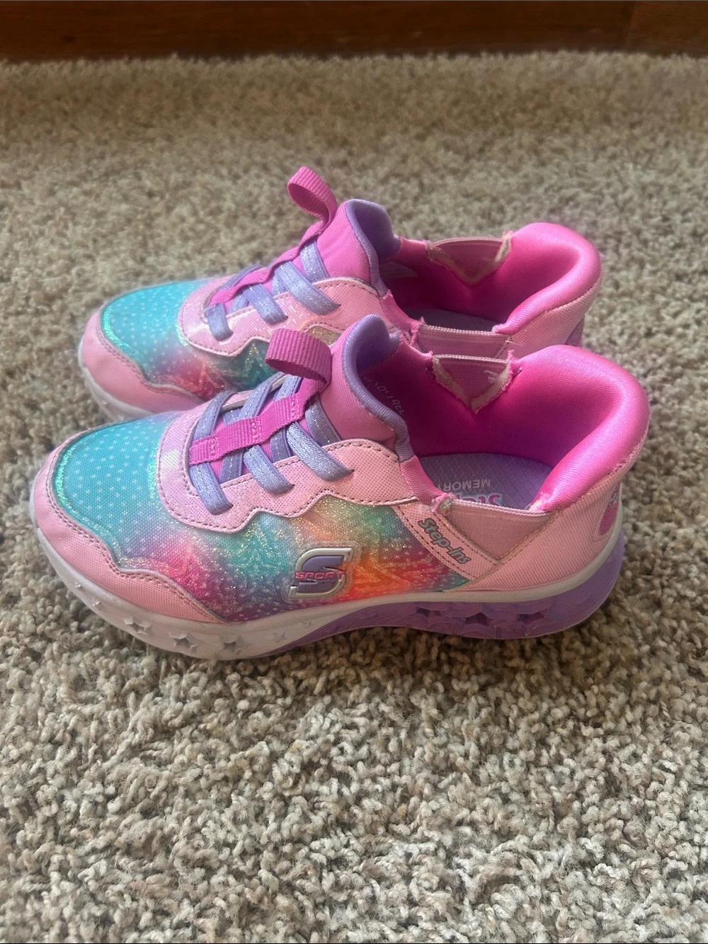 Skechers Pink & Teal Kids Light-Up Sneakers